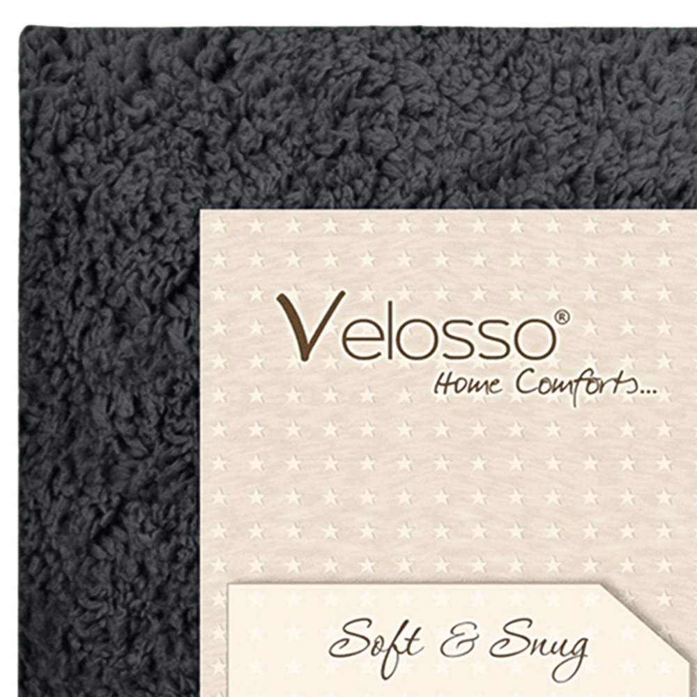 Velosso Single Charcoal Teddy Fleece Fitted Sheet Image 3