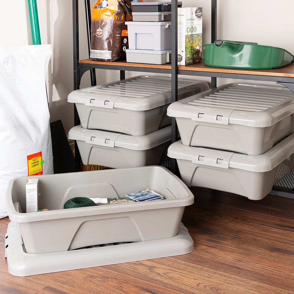 Wham 22L Grey Home Upcycle Storage Box with Lid 5 Pack Image 2