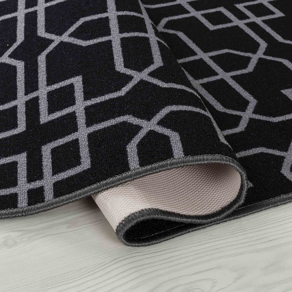 Desire Rugs Havana Black Cubed Trellis Anti Slip Door Mat 90 x 57cm Image 3