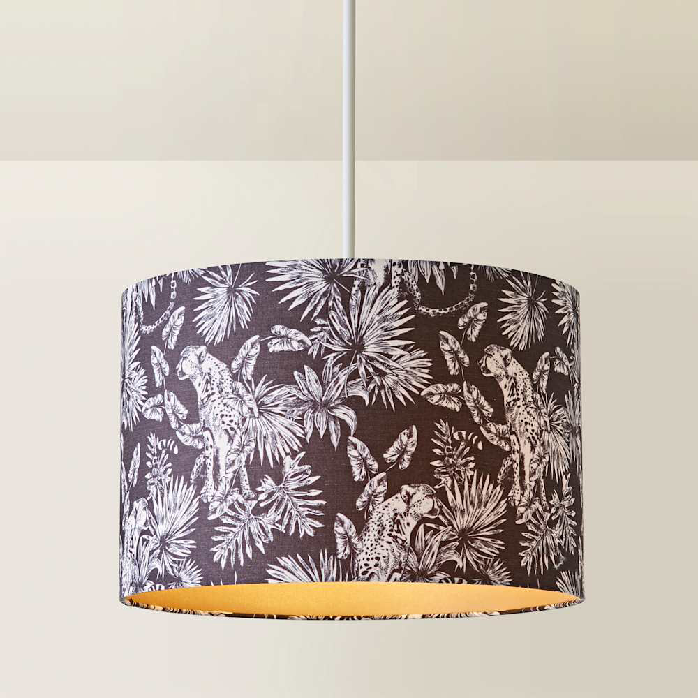 ValueLights Ariella Black Animal Print and Gold Inner Lamp Shade Image 4