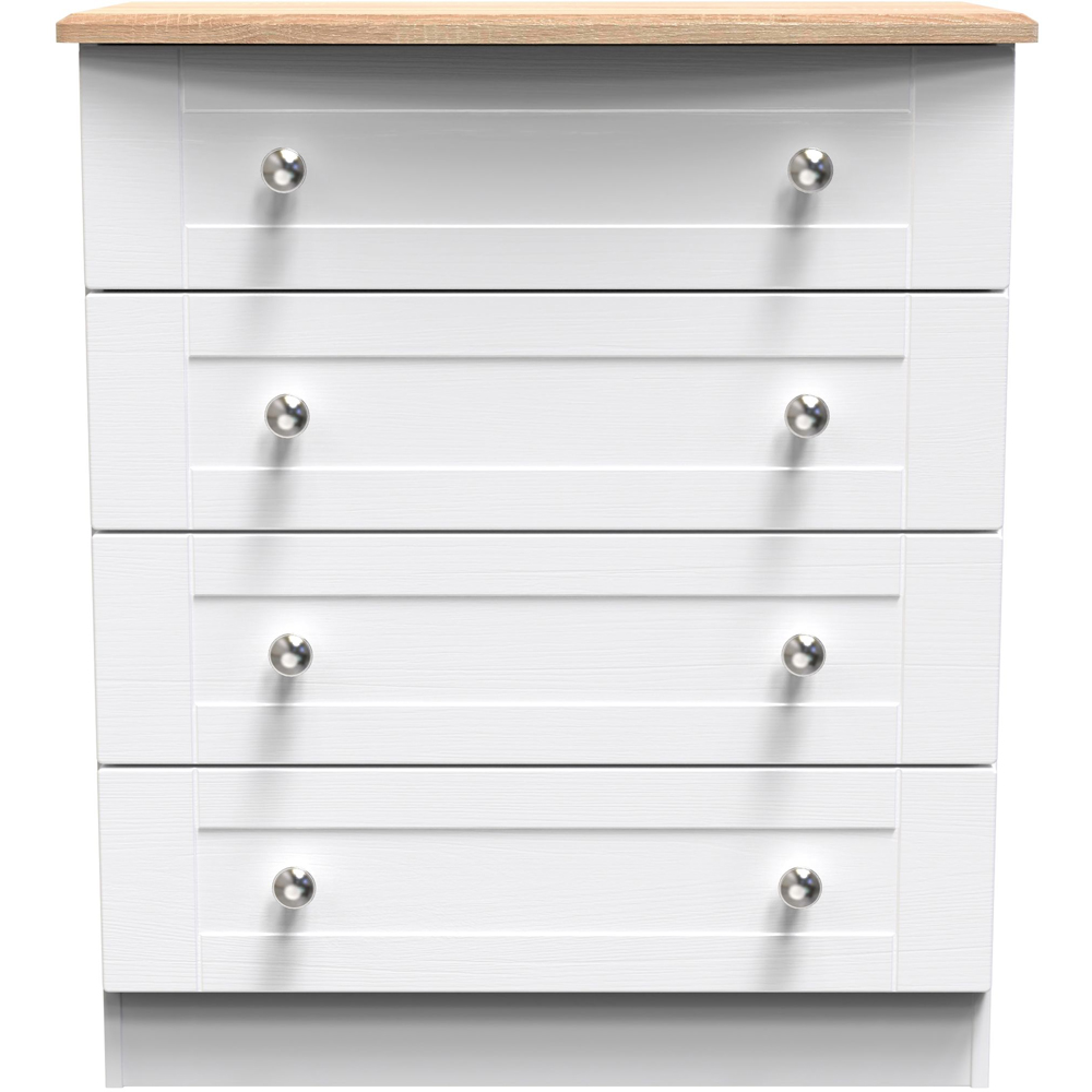 Crowndale Sussex 4 Drawer White Ash and Bardolino Oak Chest of Drawers Ready Assembled Image 3