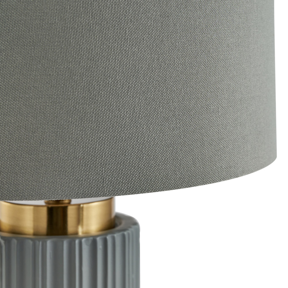 Pacific Lifestyle Ionic Grey Textured Ceramic and Gold Metal Table Lamp Image 3