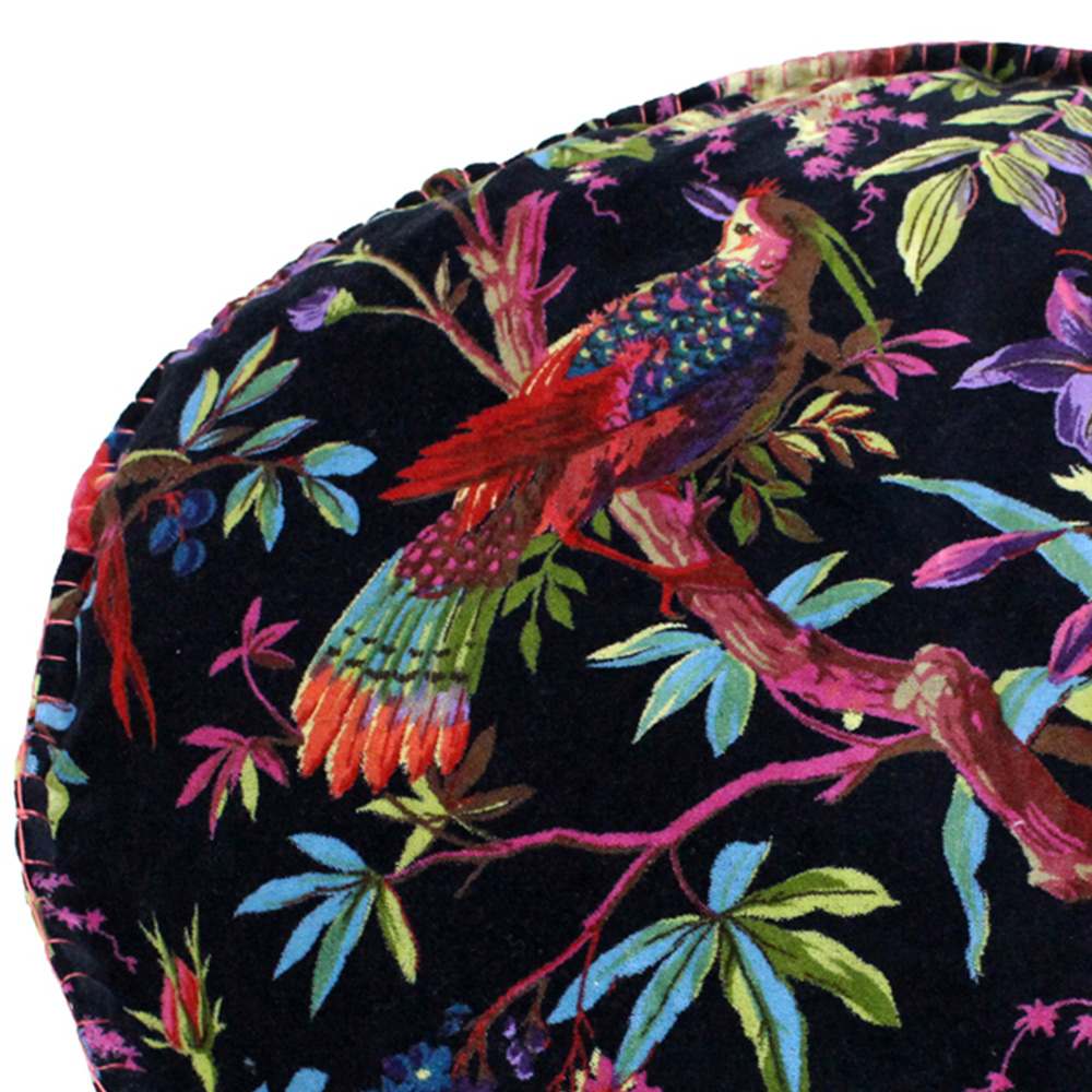 Paoletti Paradise Black Velvet Round Cushion Image 2