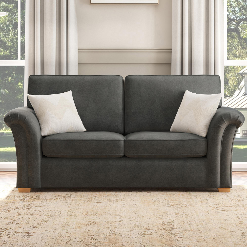 Castleacre 3 Seater Steel Plush Velvet Fixed Back Sofa Image 5