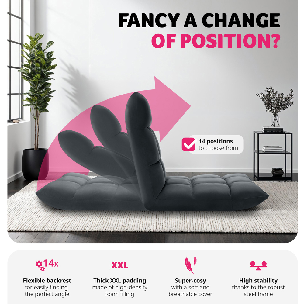 tectake Snooze 2 in 1 Grey Recliner Armchair and Lounger Image 5