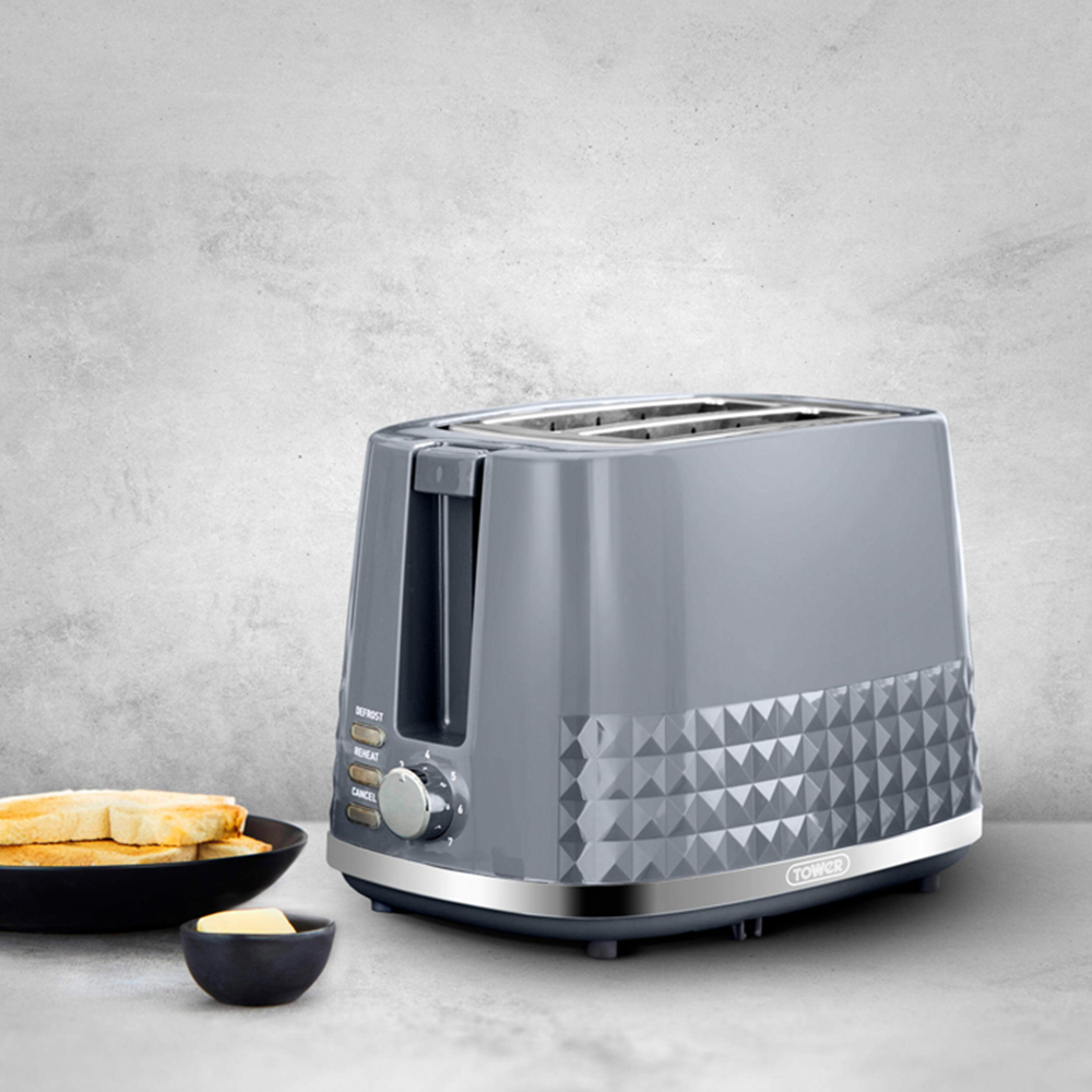 Tower Solitaire EEJB190 Grey 2 Slice Toaster with 1.5L Kettle Set Image 3