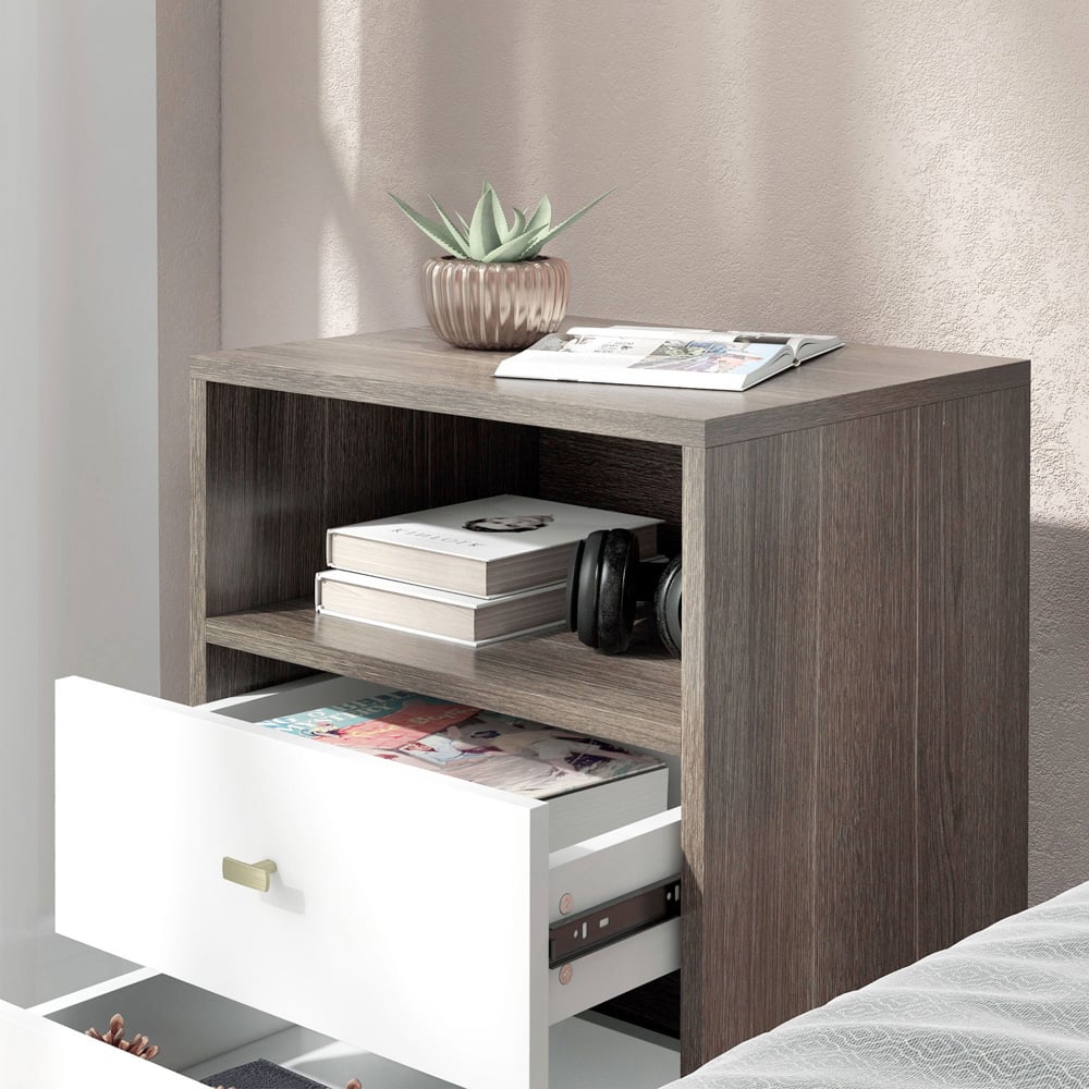 Portland 2 Drawer Single Shelf Bedside Table Set of 2 Image 3