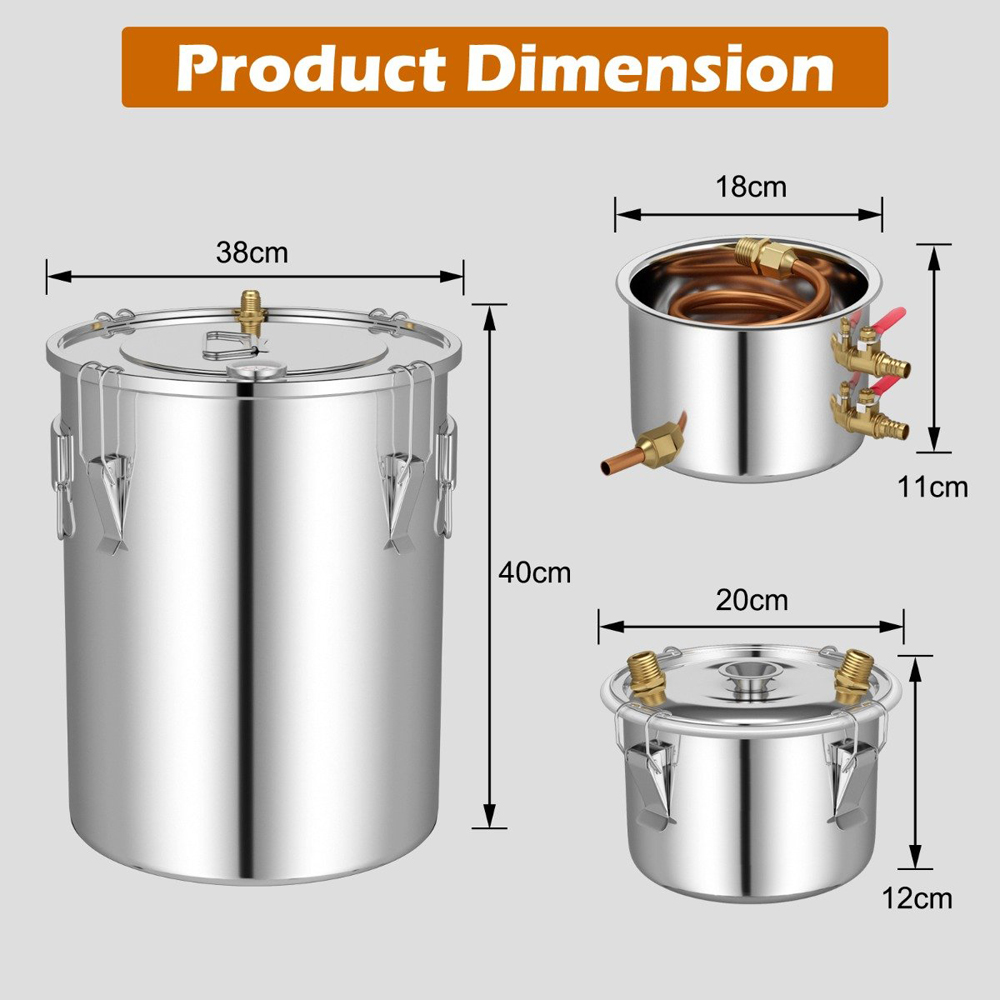Costway Stainless Steel Water Alcohol Distiller with Thermometer 38L Image 9
