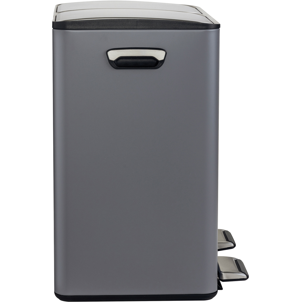 Charles Bentley 2 Compartment Grey Kitchen Pedal Bin 40L Image 4