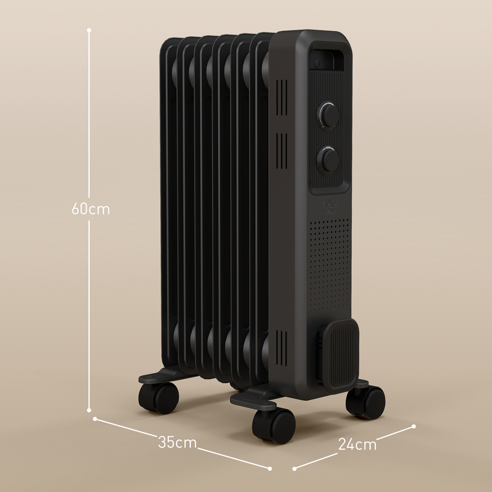 HOMCOM Black 7 Fin Oil Filled Radiator Portable Heater Image 8