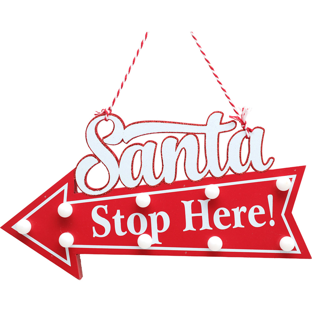 LED Santa Stop Here Sign Image 3