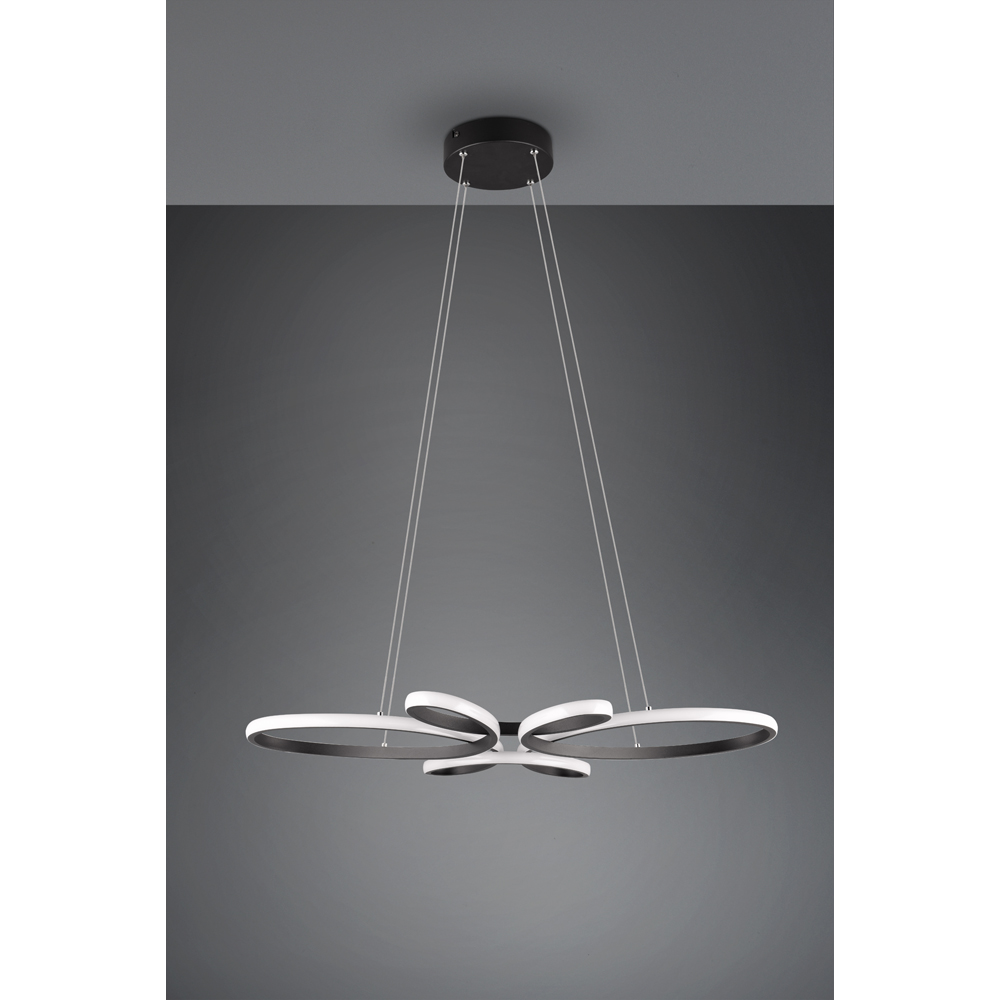 TRIO Fly Black Matt Integrated LED Ceiling Pendant Light Image 9