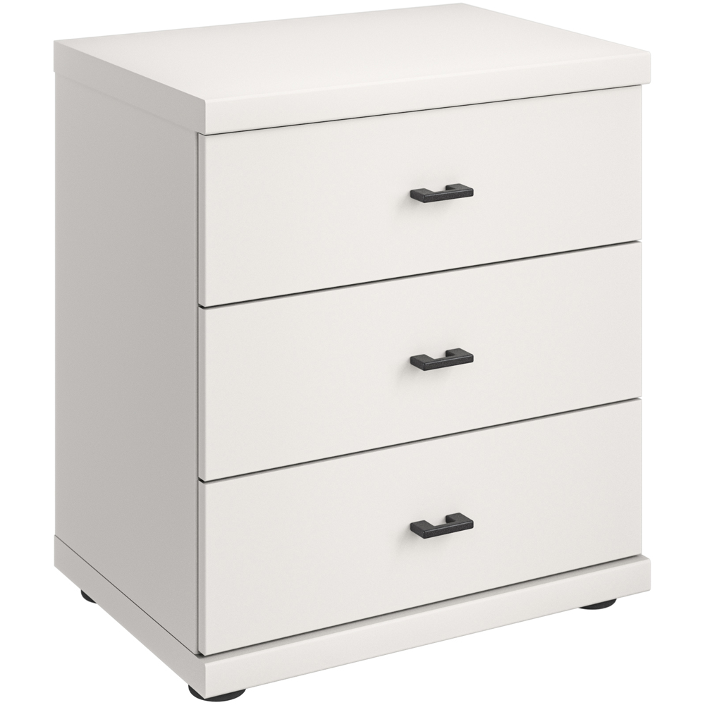 Homebase Cortiva White and Slate 3 Drawer Bedside Table Image 2