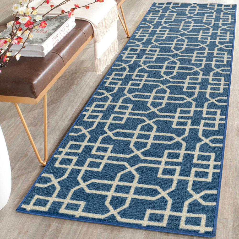 Smart Living Siam Blue and Cream Gel Back Non-Slip Mat 67 x 120cm Image 2