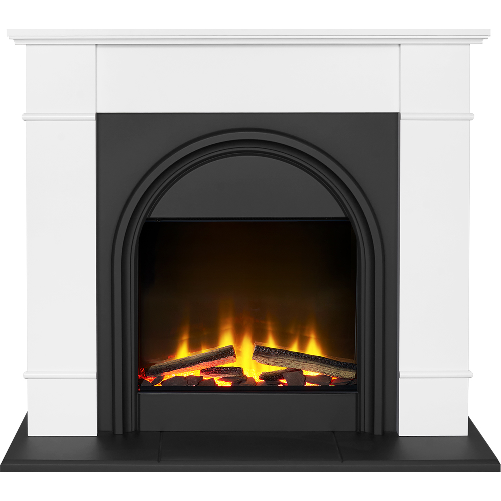 Adam Chesterfield White and Charcoal Grey Electric Fireplace Suite 44 Inch Image 3