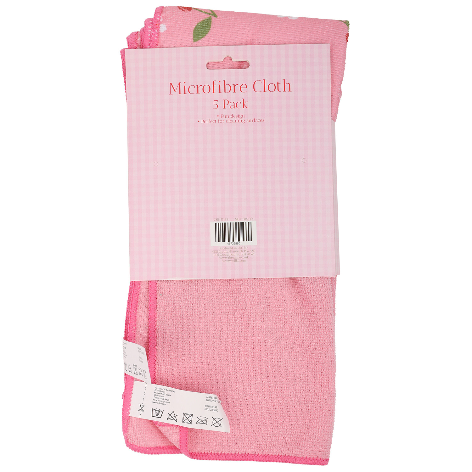 Pack of 5 Mon Cheri Microfibre Cloths - Pink Image 3