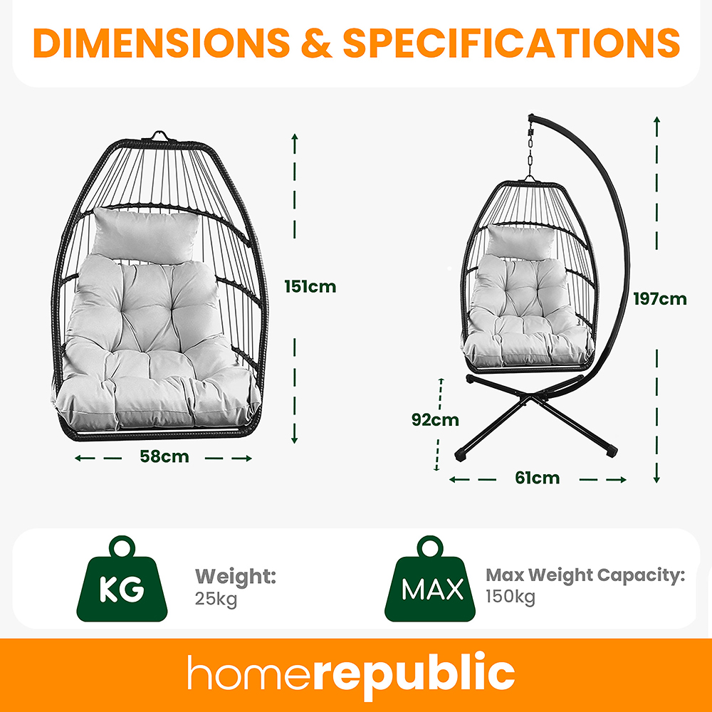 Home republic Miami Black Egg Chair with Cushion Image 5