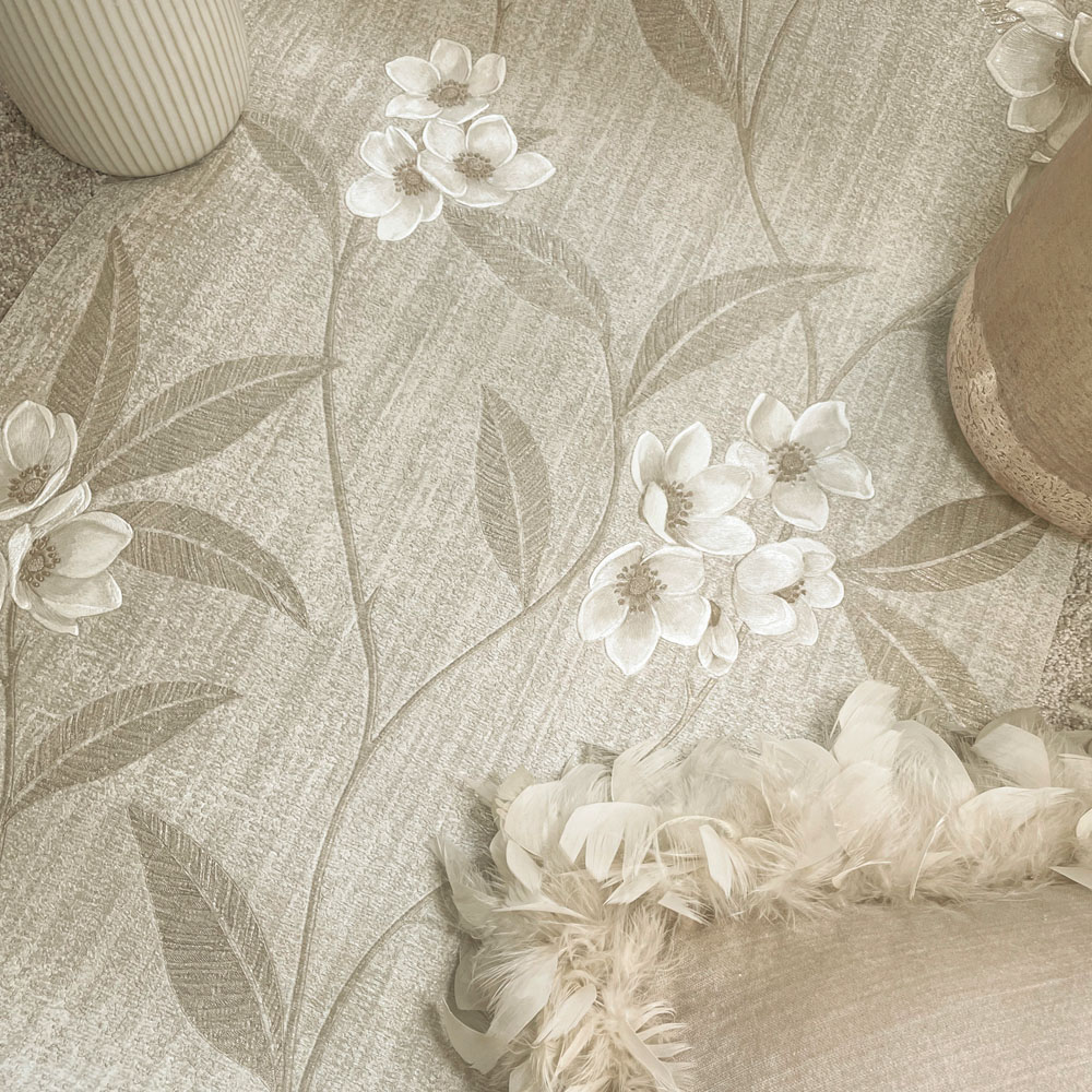 Belgravia Decor Giovanna Floral Cream Beige Wallpaper Image 4