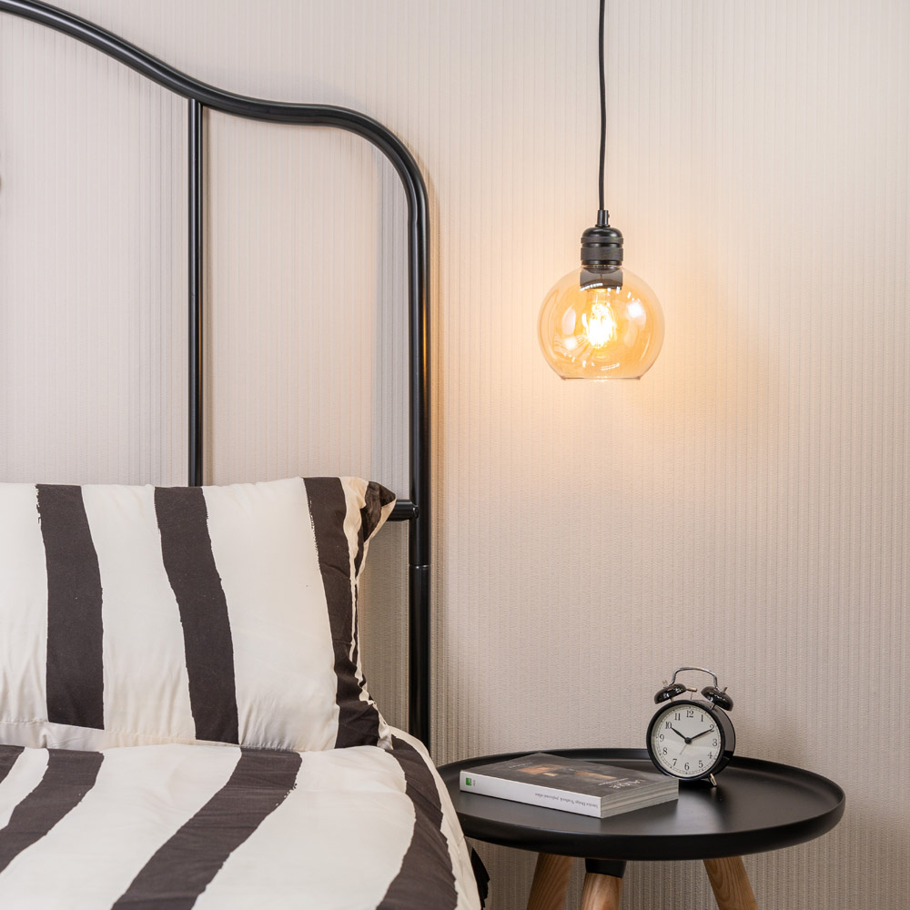 ValueLights Bellamy Amber Glass Lamp Shade Small Image 2