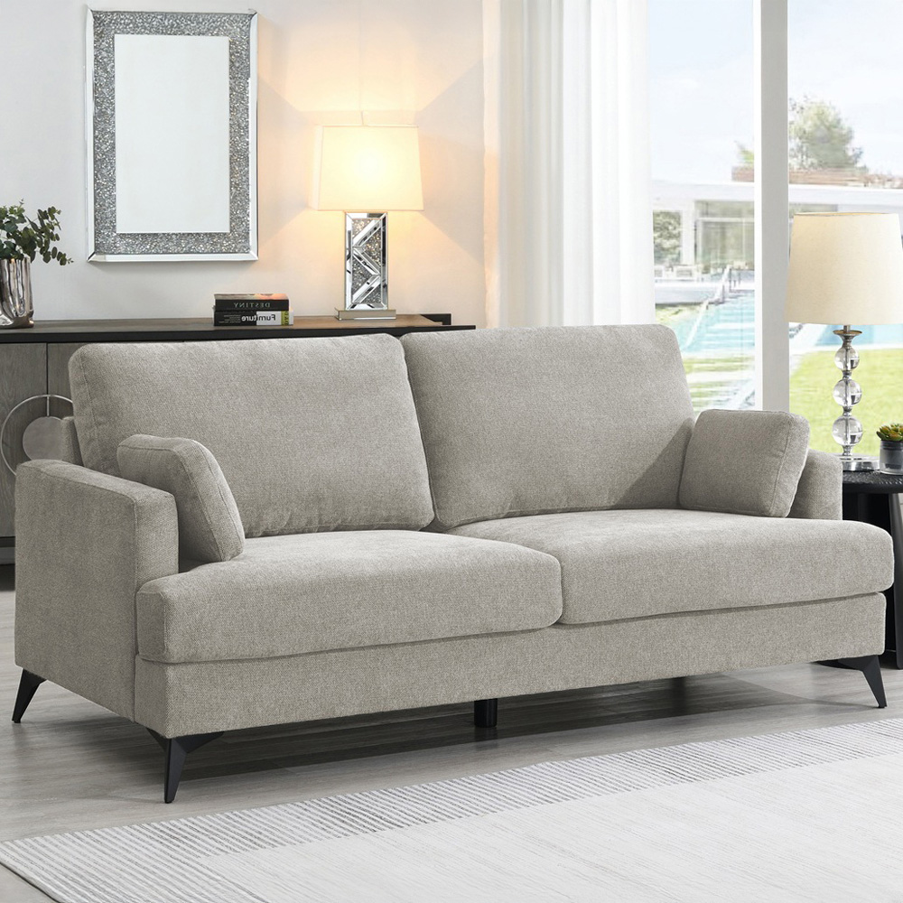 Manhattan 3 Seater Grey Fabric Sofa Image 1