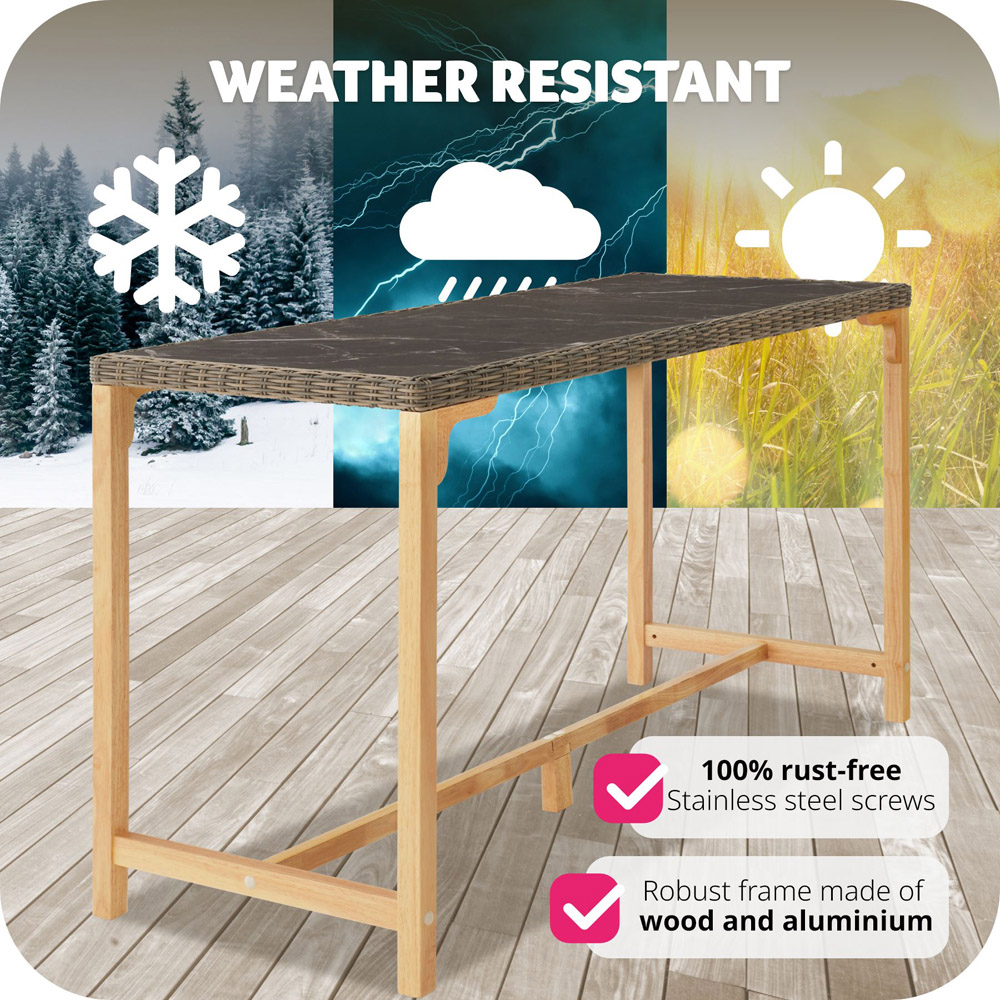tectake 6 Seater Nature Polyrattan Garden Bar Bistro Table Image 6