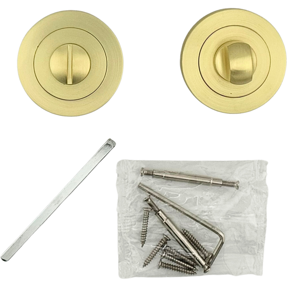 AXS Hardware Satin Brass Bathroom Turn and Release Privacy Lock Image 2