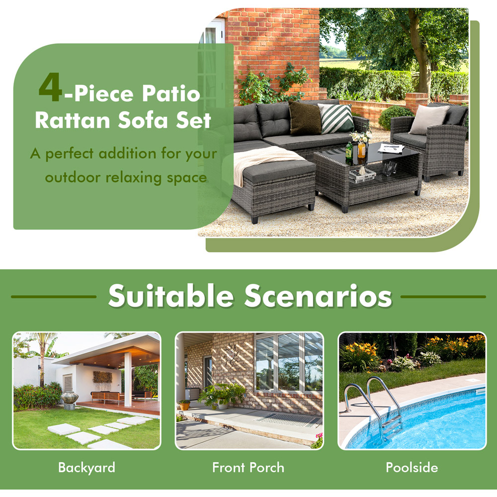 Costway 5 Seater Ratan Garden Lounge Set with Cushions Image 7