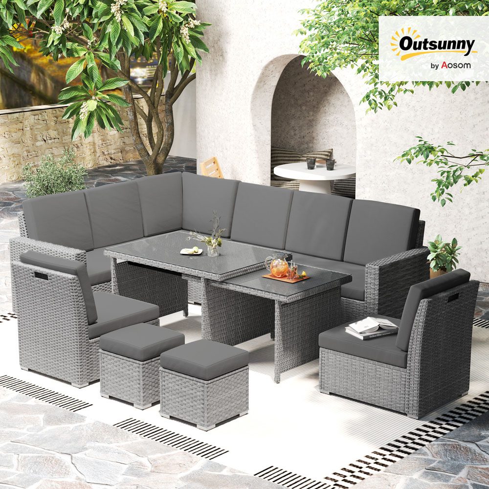 Outsunny 10 Seater Sofa Set Grey Image 4