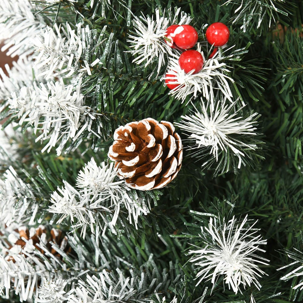 wilko Snow Flocked Artificial Christmas Tree with Pine Cones 7ft Image 4