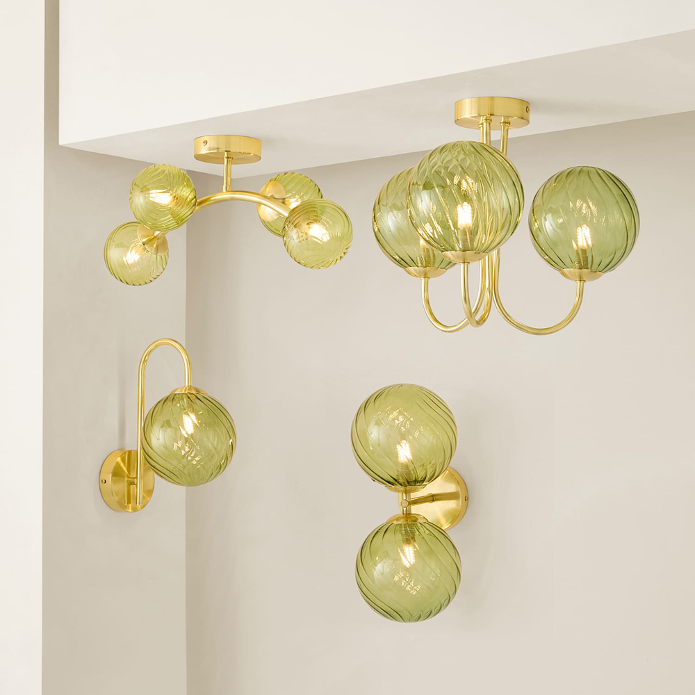 ValueLights Sydney Glass Swirl Shade Gold Metal Wall Lights and Bulb 2 Pack Image 6