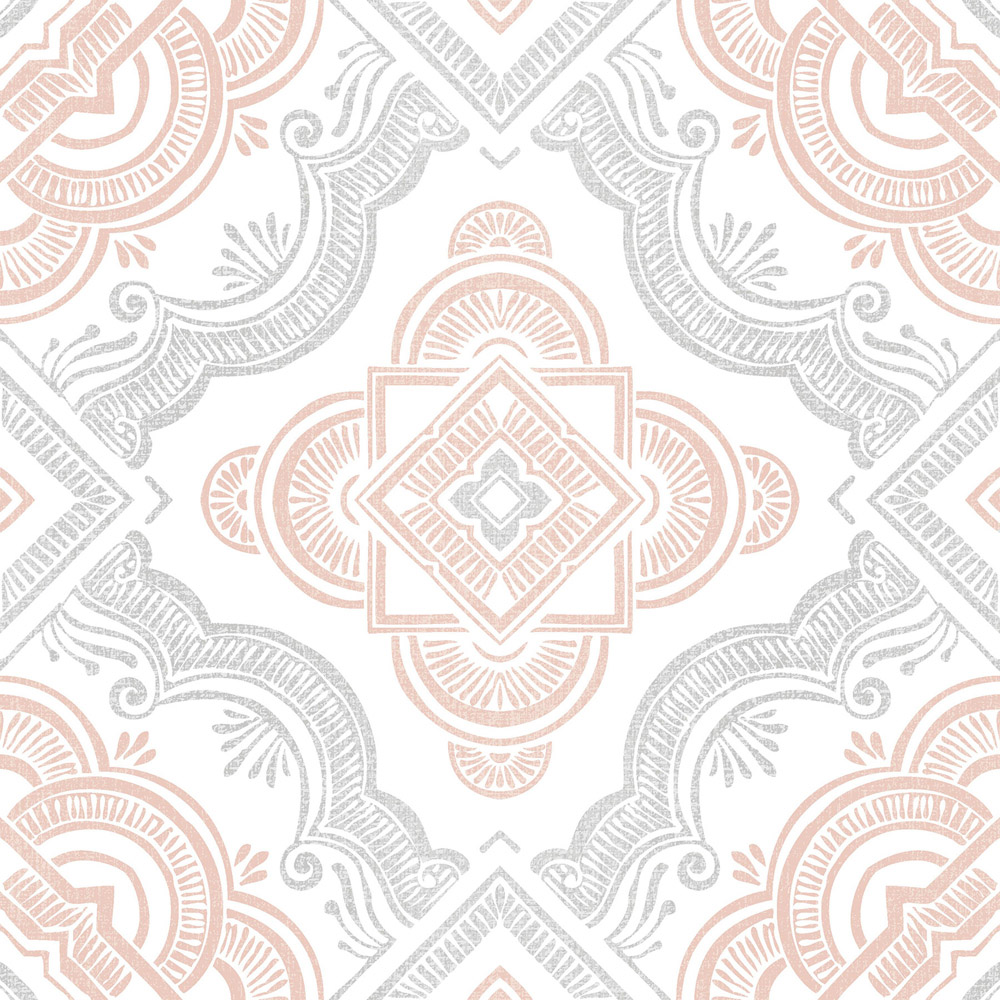 Floorpops Cecilia Light Grey and Red Peel and Stick Floor Tile 30.48 x 30.48cm 10 Pack Image 2