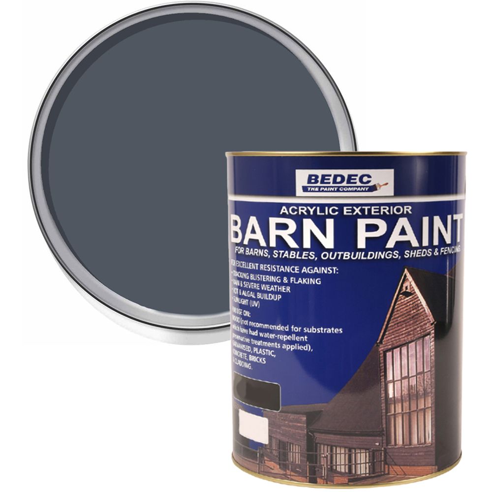Bedec Battleship Grey Semi Gloss Barn Paint 5L Image 1