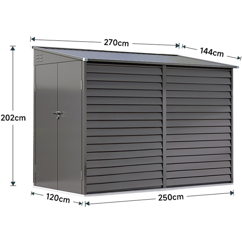 H&O Direct 8.9 x 4.7ft Charcoal Black Lean To Metal Pent Garden Shed Image 5