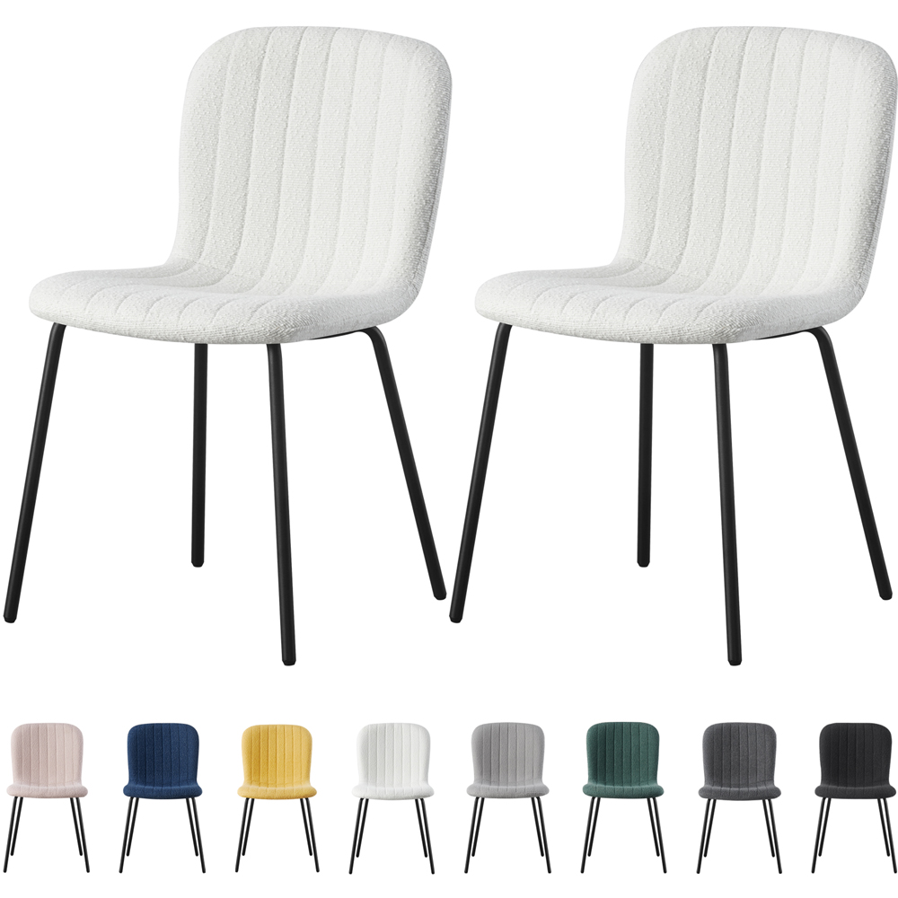 Bella Set of 2 White Teddy Faux Fur Stitched Design Dining Chairs Image 7