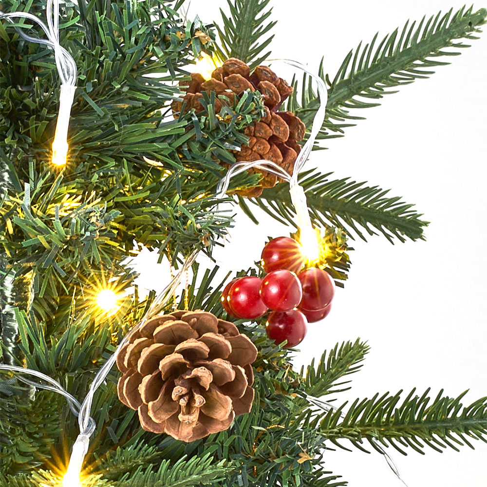 Living and Home String Light Pinecones and Red Berries Mini Artificial Christmas Tree 1.8ft Image 4