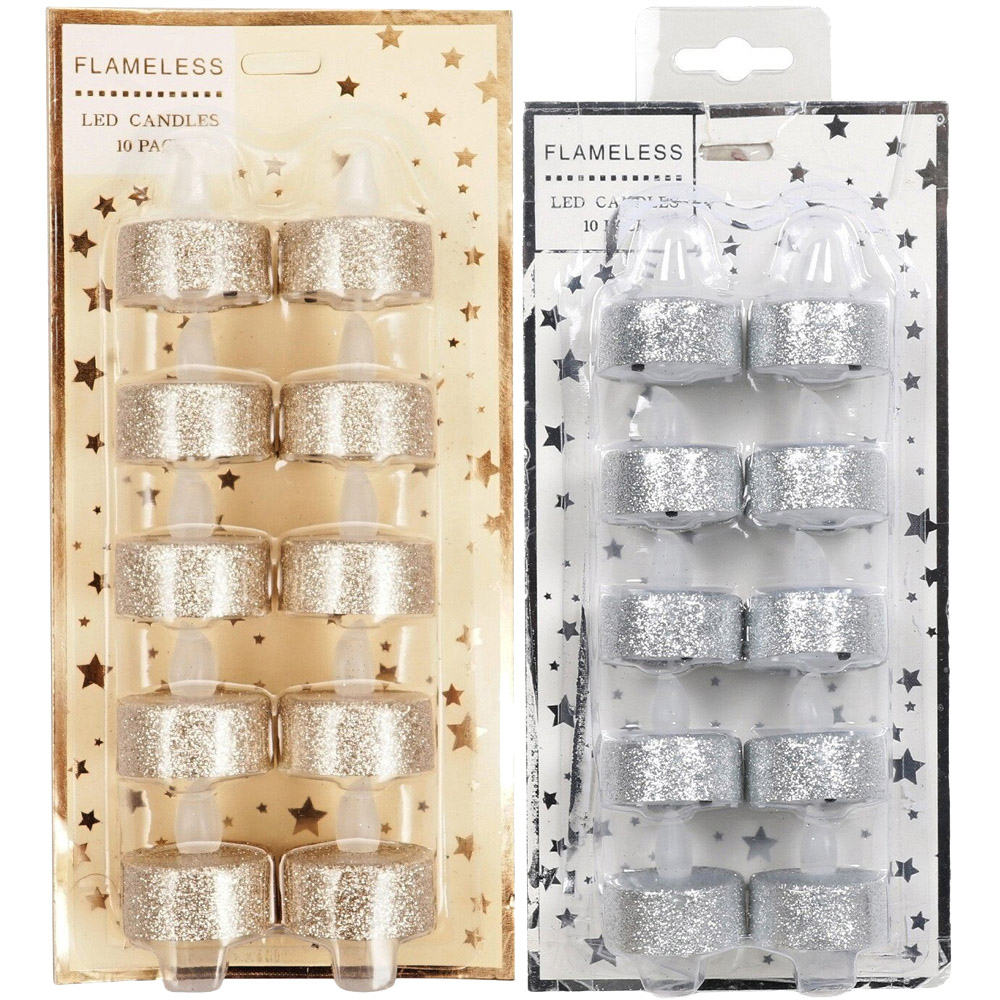 Pack of 10 Sparkling LED Candles Image 1