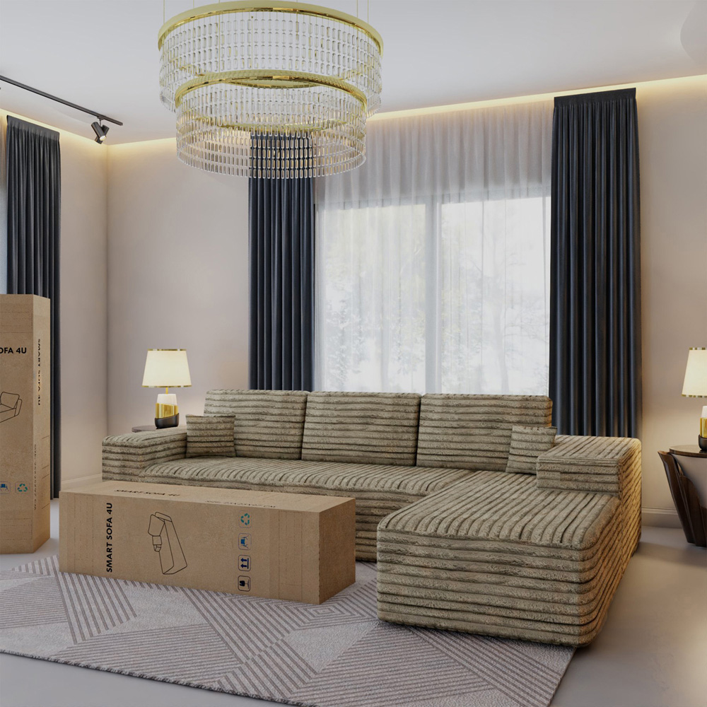 Sliding Wardrobes 4U 3 Seater L Shaped Camel Corner Sofa with Reversible Chaise Image 4