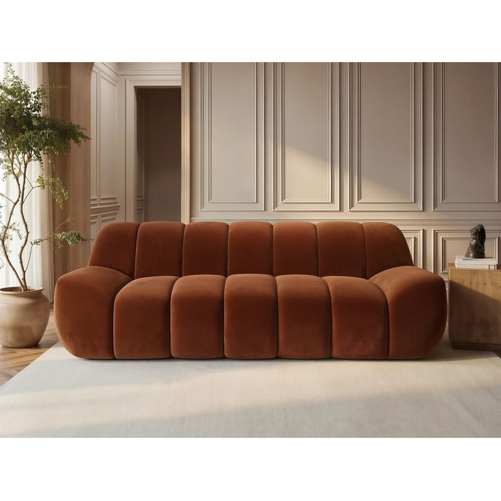 SOLACE+CO Macy Burnt Orange Velvet Large 3 Seater Sofa Image 6
