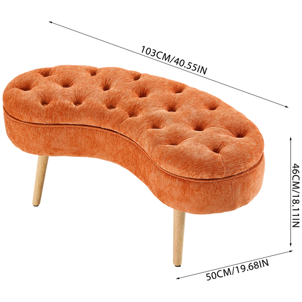 Living and Home Orange Fabric Button Tufted Storage Bench with Removable Lid Image 9