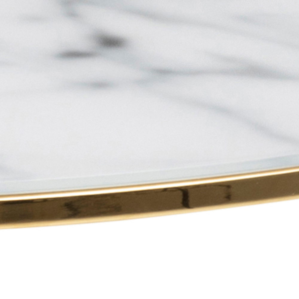 Florence Bolton White Marble Glass and Gold Round Coffee Table Image 4