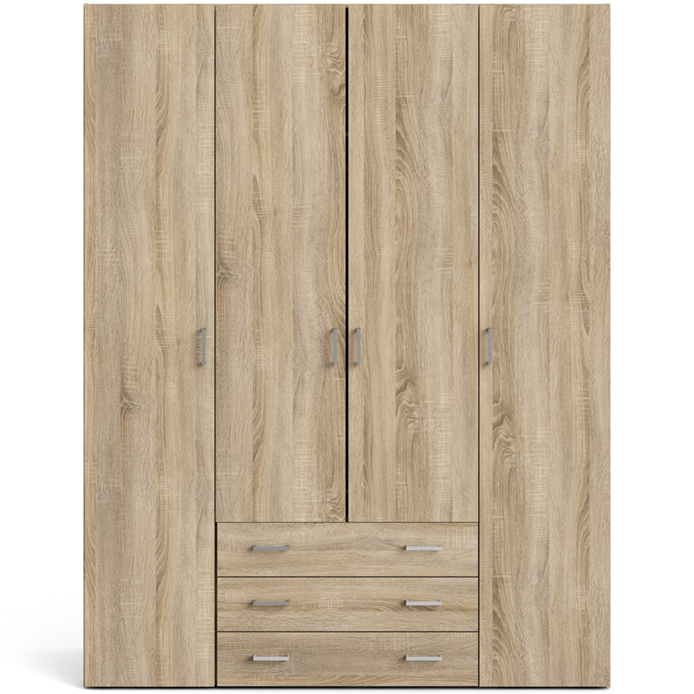Florence Space 4 Door 3 Drawer Oak Wardrobe Image 3