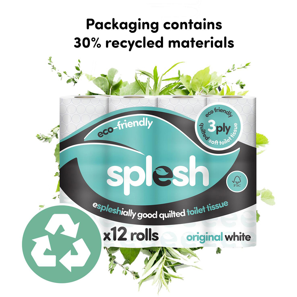 Splesh Quilted Luxury White Soft Toilet Tissue 36 Rolls 3 Ply Image 3