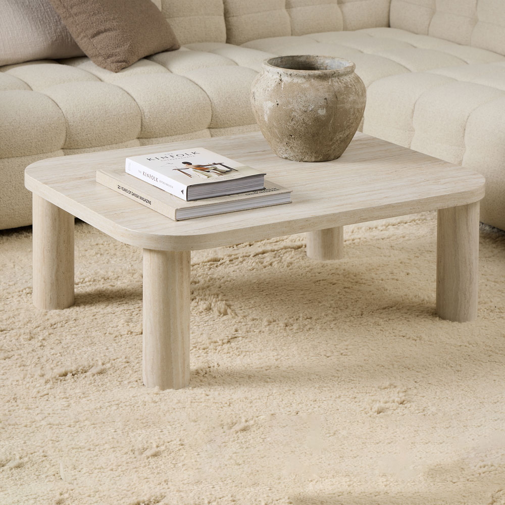Florence Solano Light Travertine Rectangular Coffee Table Image 9