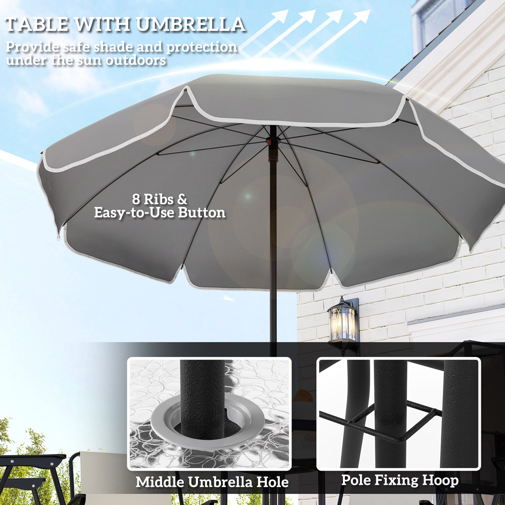 Outsunny 4 Seater Garden Dining Set with Parasol Cream Image 4