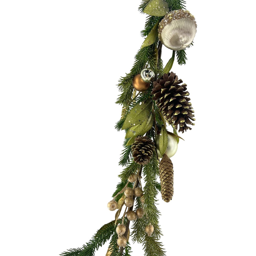 Festive Golden Bauble GarlandGreen Image 3