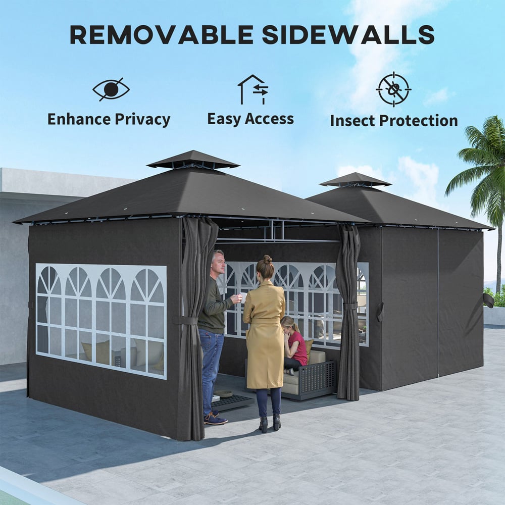 Outsunny 3 x 3m 2 Tier Dark Grey Canopy Garden Gazebo Image 5