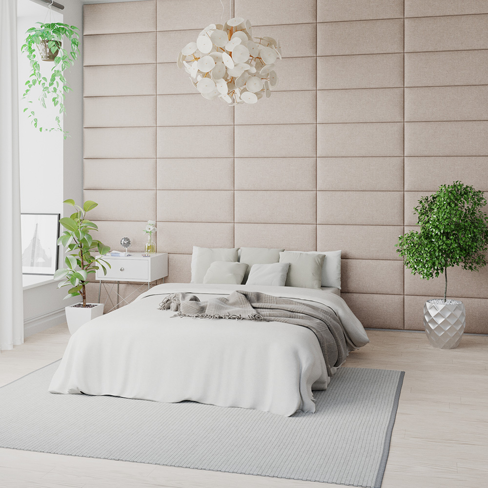 Aspire EasyMount Natural Saxon Twill Upholstered Wall Mounted Headboard Panels 2 Pack Image 2