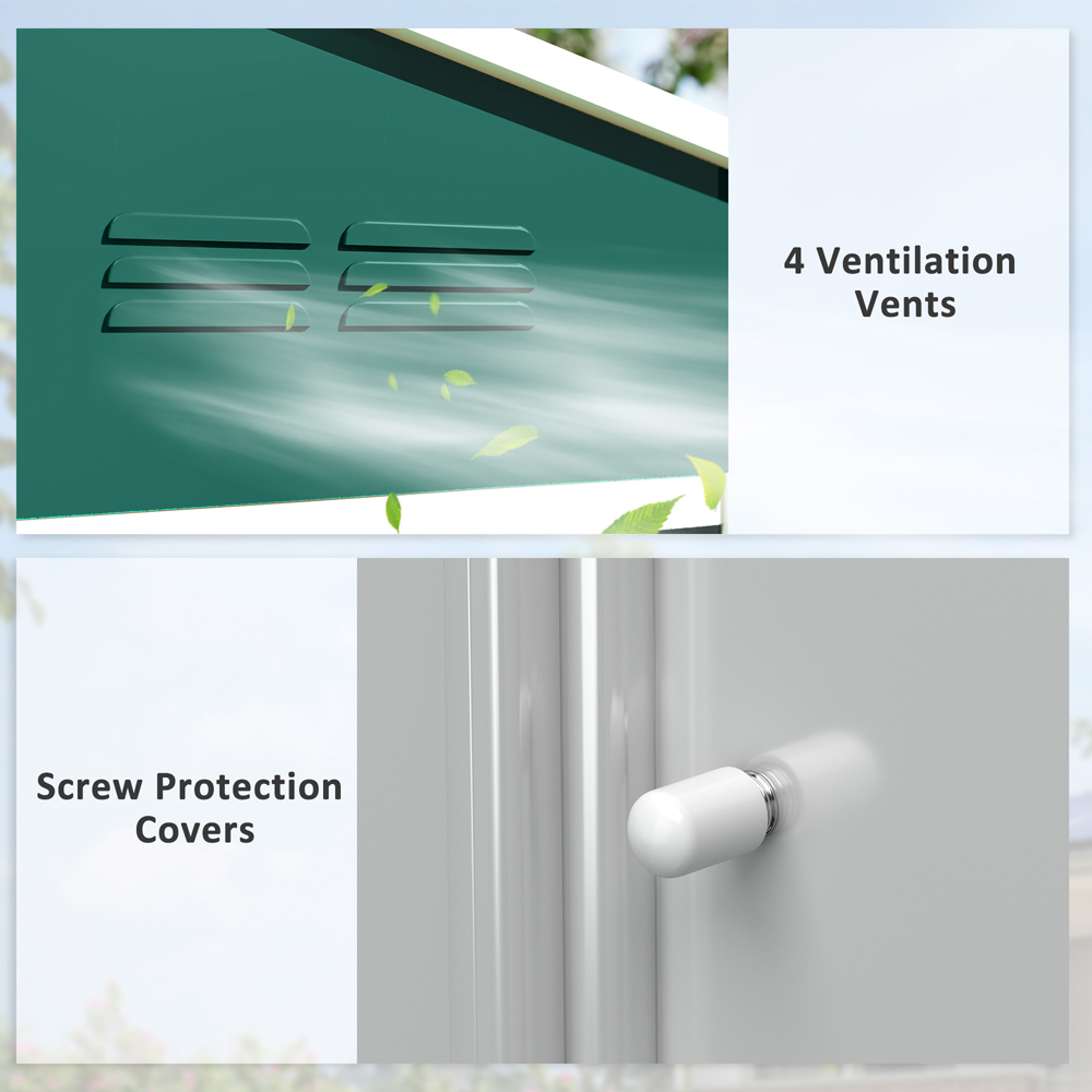 Outsunny 7.4 x 5.3ft Green Galvanised Steel Garden Storage Shed Image 7