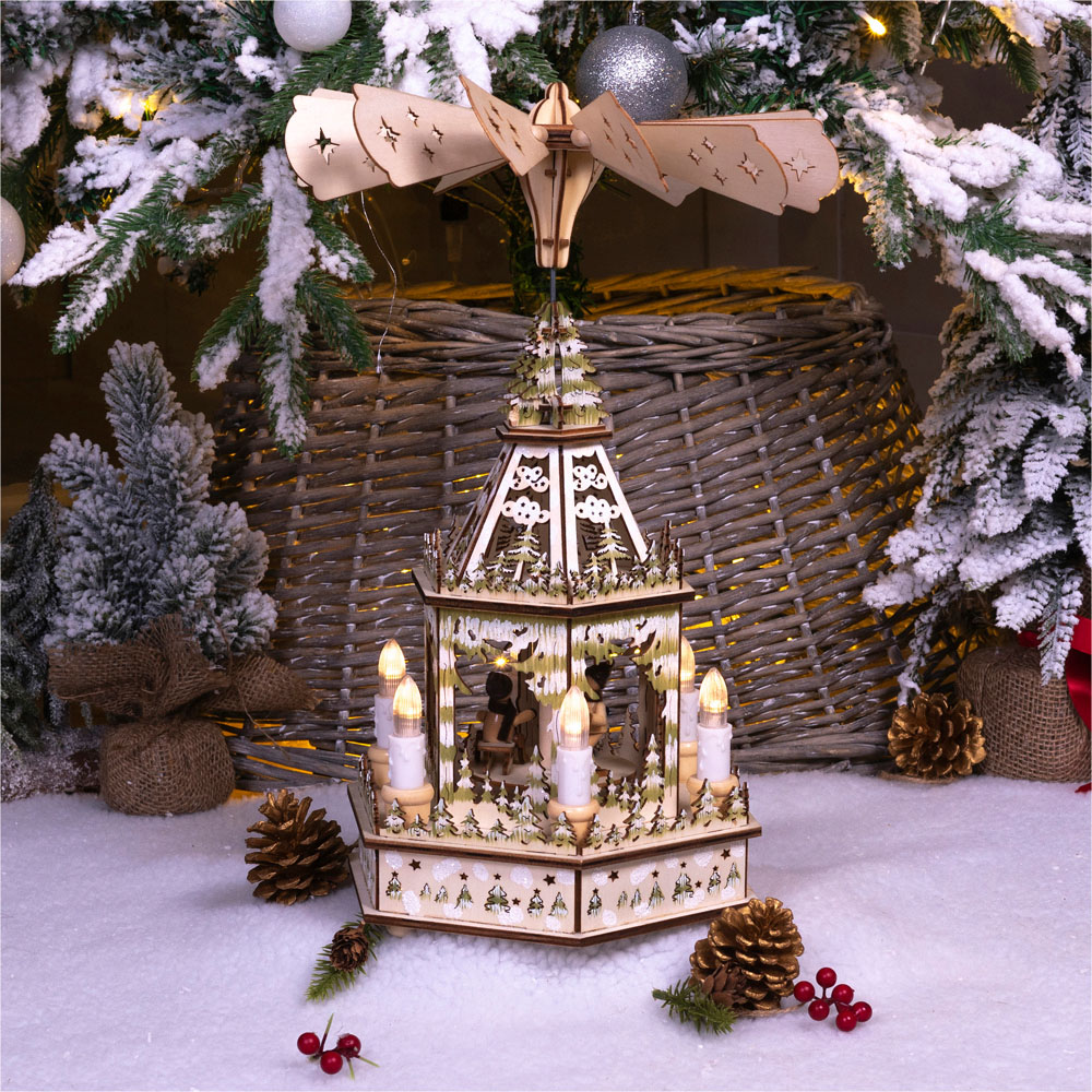 St Helens Xmas LED Wooden Pyramid Image 4