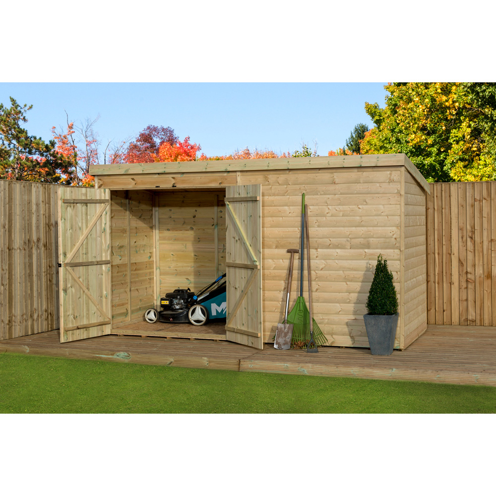 Empire Sheds 4000 12 x 3ft Double Door Tongue and Groove Wooden Pent Garden Shed Image 2